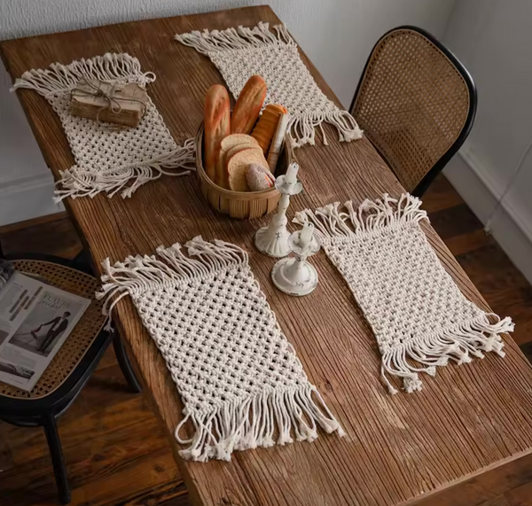 1 pièce set de table Boho Macramé Tissé à Main avec Franges