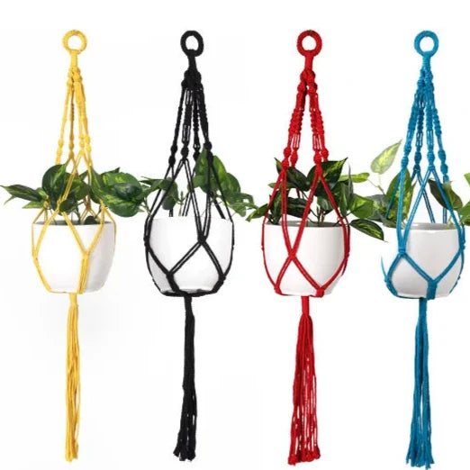 Suspension Macramé Porte-Plante – Décoration de Balcon et Jardin