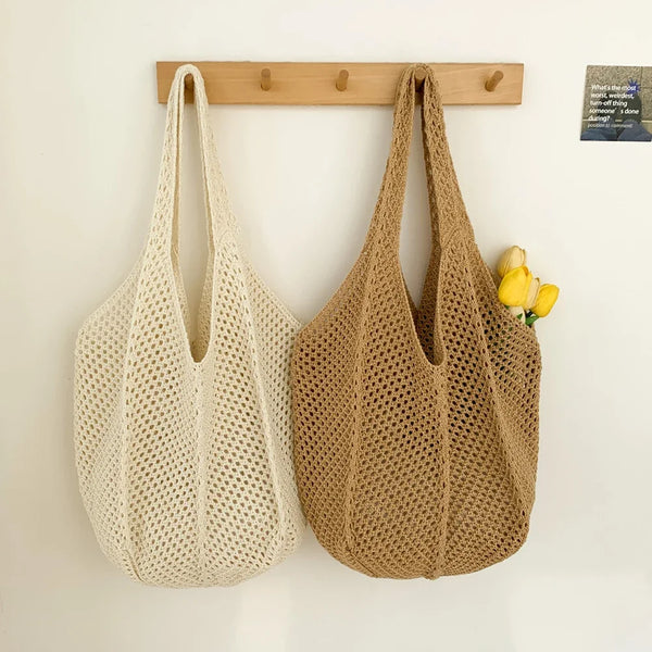 Sac à Bandoulière en Paille - Grand Cabas Tissé pour Femme