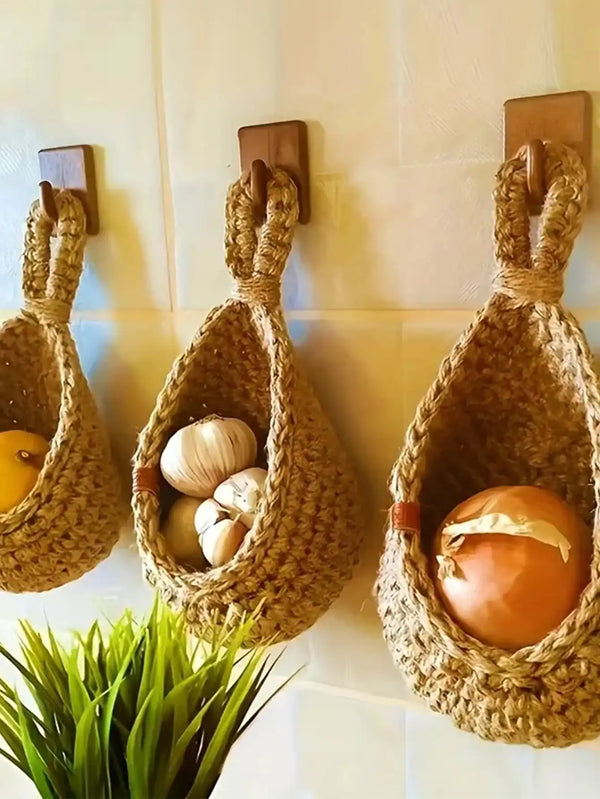 Panier Suspendu Bohème en Macramé pour Cuisine