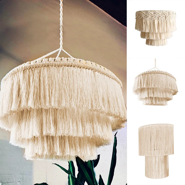 Abat-jour Tissé Nordic en Macramé – Suspension Bohème pour Lampes et Chandeliers