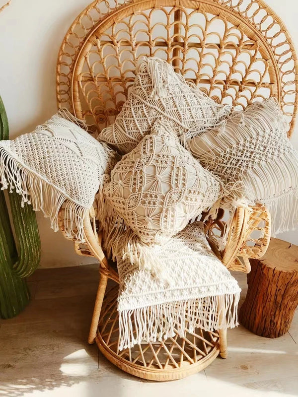 Housse de Coussin Macramé – Élégance Bohème pour Décoration Intérieure