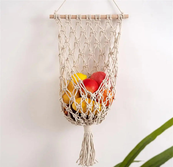 Filet Suspendu en Macramé – Fruits, Plantes ou Rangement