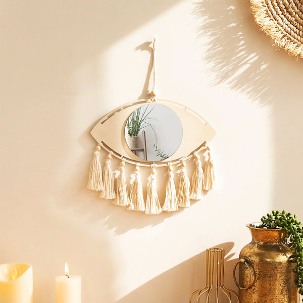 Miroir Décoratif en Macramé avec Œil