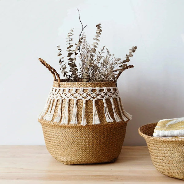 Panier de Rangement avec Finition Macramé