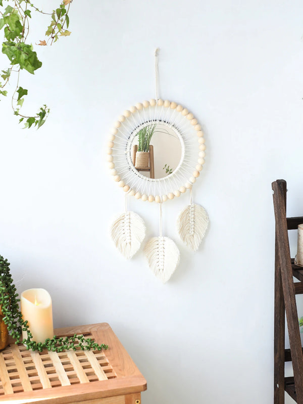 Miroir Rond en Macramé avec Franges