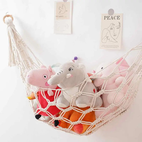 Hamac de Rangement en Macramé pour Peluches